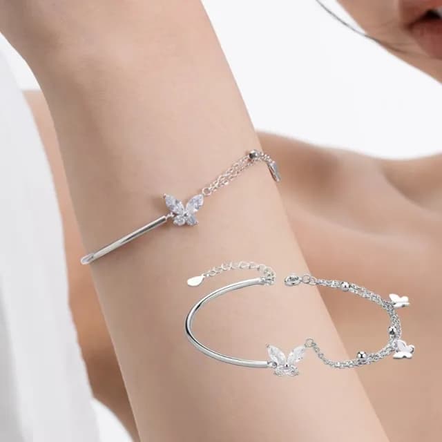 【戀鍊】心中舞蝶 輕奢S925純銀仙女手鍊(韓版 開運 生日禮物 情人節 女生 手環 半手鐲 飾品 百搭)