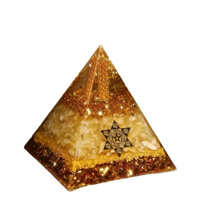 【八方來財】水晶金字塔擺件(黃水晶 吸金 聚財 招財 開業 磁場 喬遷 風水 聚寶盆 玄關 禮物 禮物 能量)