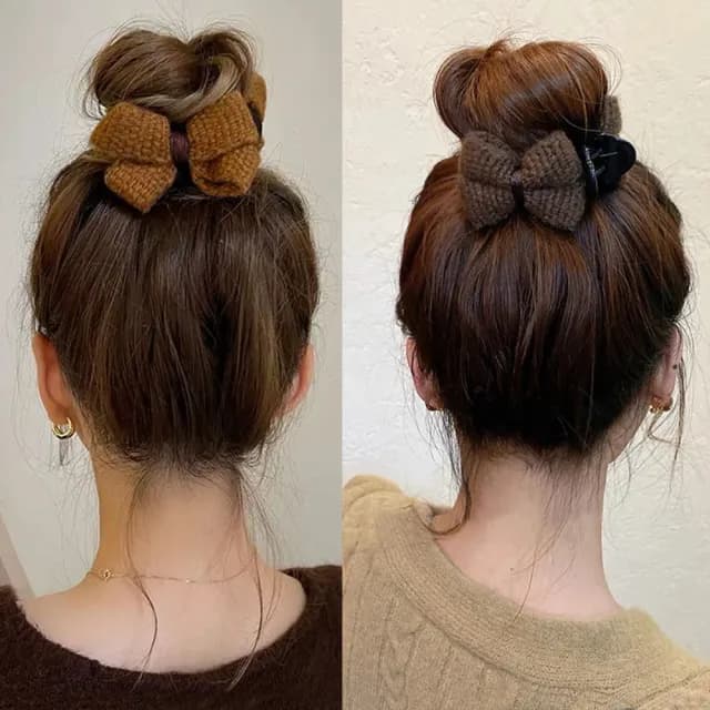 【Gulicc】髮夾 毛呢蝴蝶結 丸子頭抓夾(雙11 聖誕節 生日 髮飾 頭飾 鯊魚夾 抓夾 禮物)