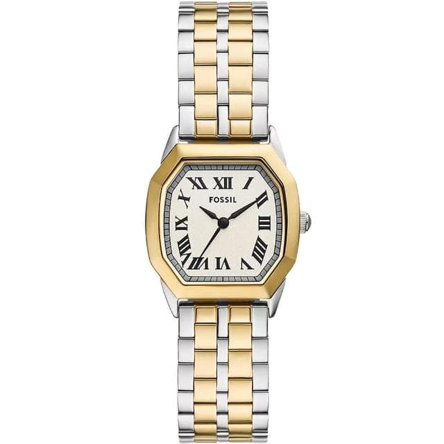 【FOSSIL】Harlow 復古八角大三針女錶-雙色/27mm 母親節 送禮 禮物(ES5362)
