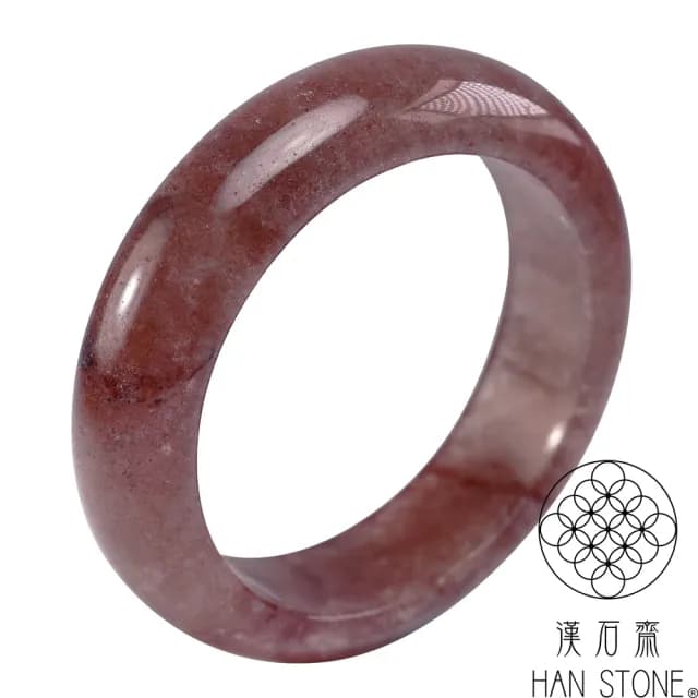 【漢石齋】情人節禮物 天然草莓晶水晶手鐲玉鐲(手圍16.5/版寬16.3mm)