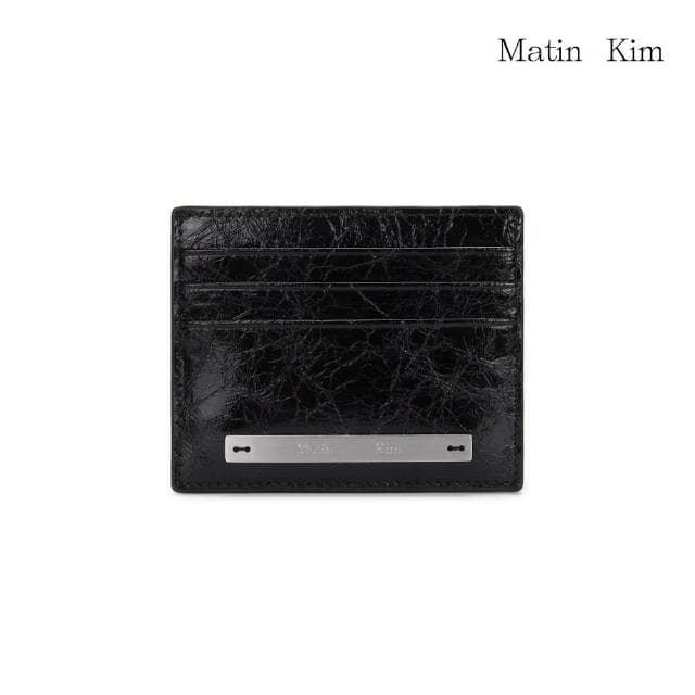 【MATIN KIM】官方旗艦 亮面細標卡夾(黑色)