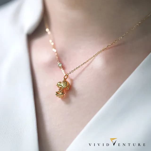 【Vividventure 亞帝芬奇】史努比 14K 3分 天然鑽石 鑽石 項鍊 溫柔擁抱(SNOOPY聯名系列 NO.07)