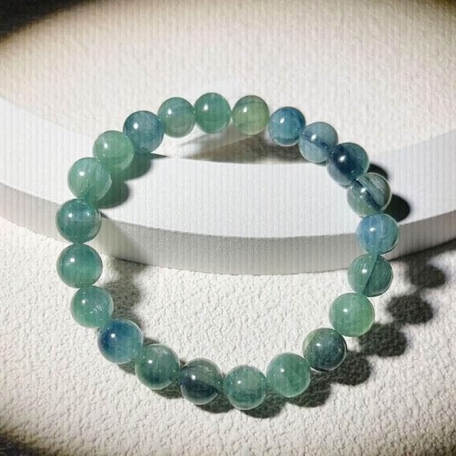 【Paiya 派亞】9-10mm綠色藍晶石手鏈雙色共生藍綠晶石圓珠手串(送禮好物/交換禮物)