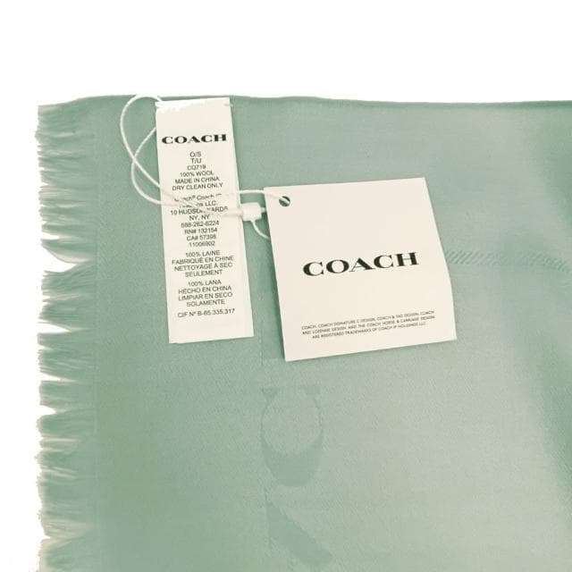【COACH】大馬車 LOGO羊毛絲巾圍巾(芙蓉綠)