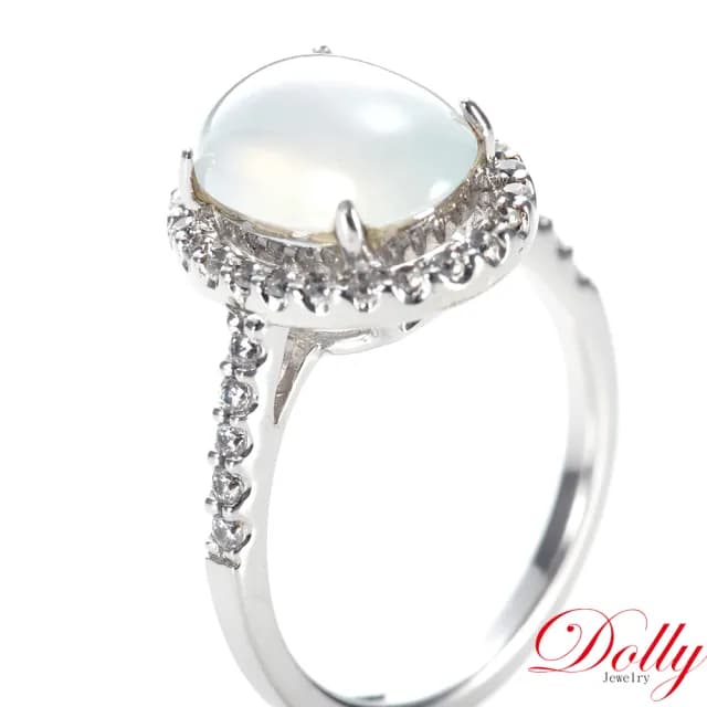 【DOLLY】14K金 緬甸冰種A貨翡翠鑽石戒指-003(現貨 母親節 長輩送禮首選)
