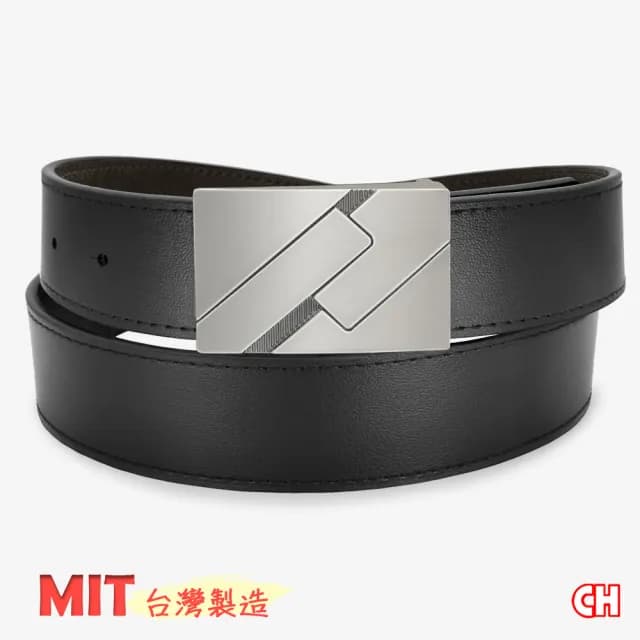 【CH-BELT 銓丞皮帶】父親節禮物 新潮時尚 男士紳士扣皮帶 男皮帶休閒腰帶(黑)