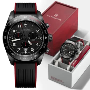 【VICTORINOX 瑞士維氏】Swiss Army 啞光 浮雕數字 計時碼錶 男錶 送禮 禮物推薦(VISA-242051)