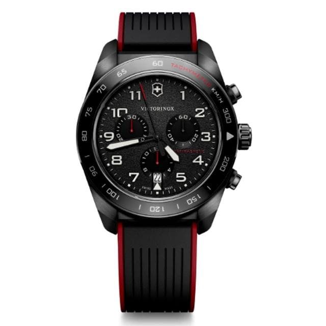 【VICTORINOX 瑞士維氏】Swiss Army 啞光 浮雕數字 計時碼錶 男錶 送禮 禮物推薦(VISA-242051)