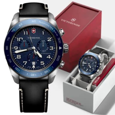 【VICTORINOX 瑞士維氏】Swiss Army 啞光 浮雕數字 計時碼錶 男錶 送禮 禮物推薦(VISA-242047)