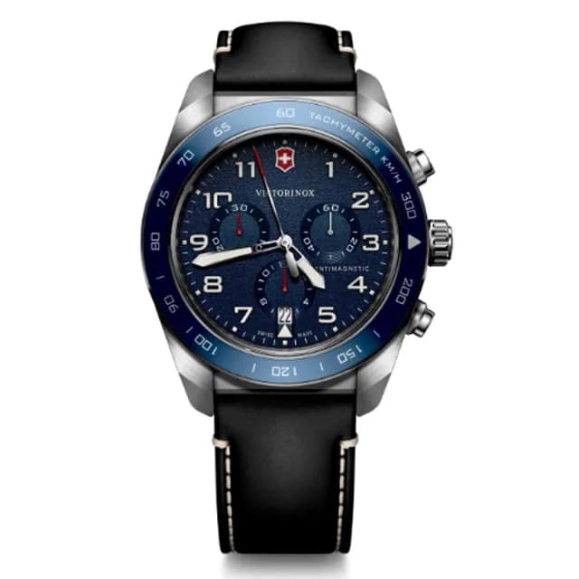 【VICTORINOX 瑞士維氏】Swiss Army 啞光 浮雕數字 計時碼錶 男錶 送禮 禮物推薦(VISA-242047)