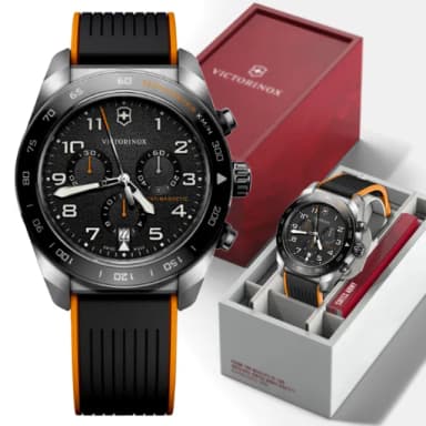 【VICTORINOX 瑞士維氏】Swiss Army 啞光 浮雕數字 計時碼錶 男錶 送禮 禮物推薦(VISA-242050)