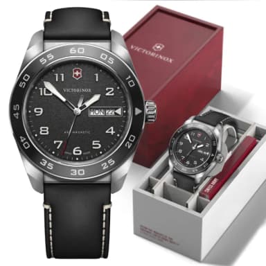 【VICTORINOX 瑞士維氏】Swiss Army 啞光 浮雕數字 石英錶 男錶 送禮 禮物推薦(VISA-242041)