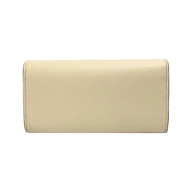 【GUCCI 古馳】779776 經典LOGO全皮暗釦皮夾錢包長夾(白色)