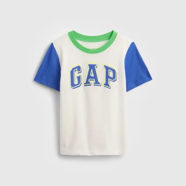 【GAP】男幼童裝 Logo純棉印花圓領短袖T恤-白色(767439)