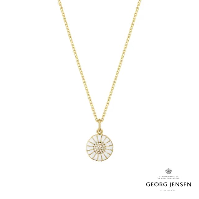 【Georg Jensen 官方旗艦店】DAISY 項鍊 - momo獨家款(18K黃金電鍍純銀 白瓷琺瑯 鑽石)