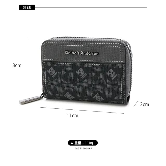 【金安德森】Genevieve 經典老花拉鍊零錢包(碳黑)