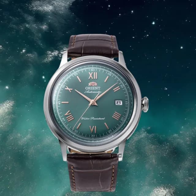 【ORIENT 東方錶】Classic Bambino 復古機械錶 男錶 手錶-40.5mm綠(RA-AC0023E 送禮推薦)