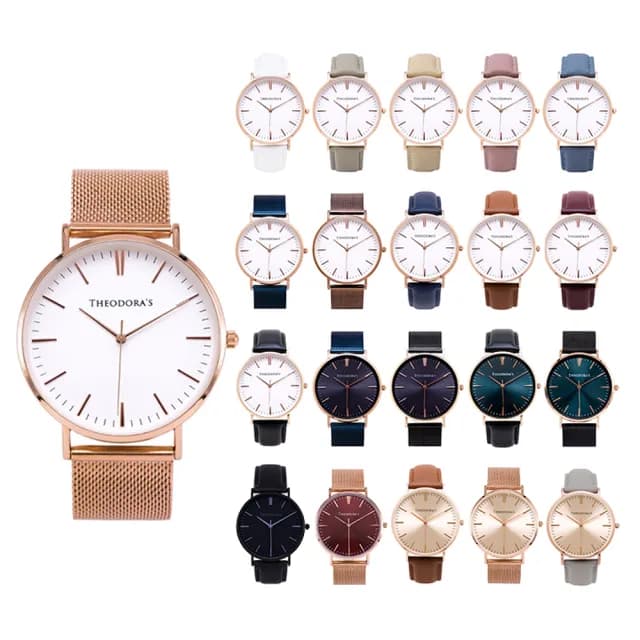 【THEODORA’S 希奧朵拉】大錶面｜Hera 簡約中性款真皮/金屬腕錶(男錶 女錶 大錶面 白面 湖水綠面)