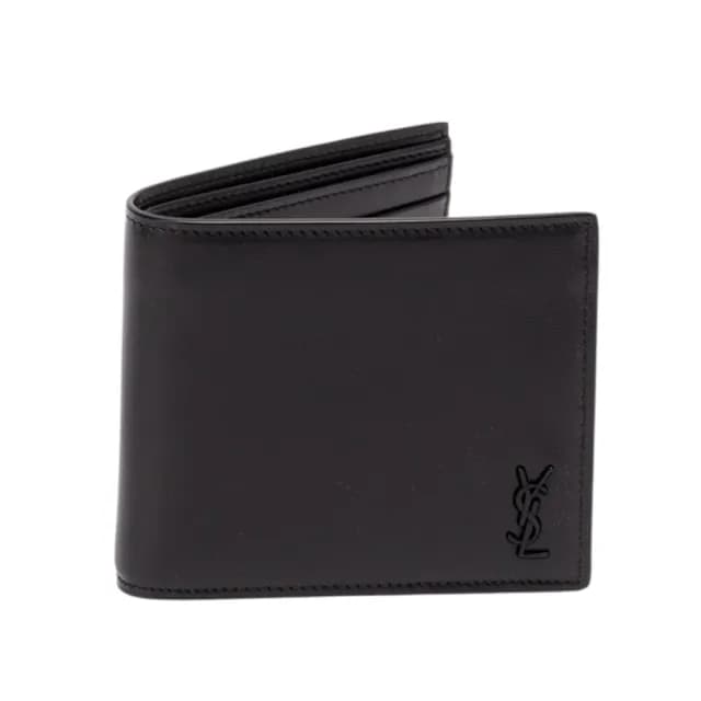 【YSL】SAINT LAURENT Tiny Monogram Bifold 啞光皮革 卡夾 皮夾 短夾 全黑色 607727