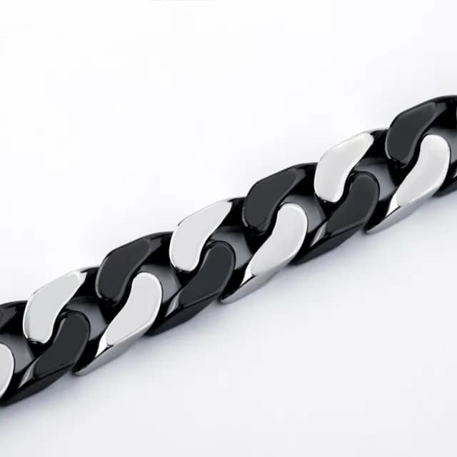 【THEODORA’S 希奧朵拉】淬鍊 黑陶瓷鋼古巴手鍊-男款黑銀