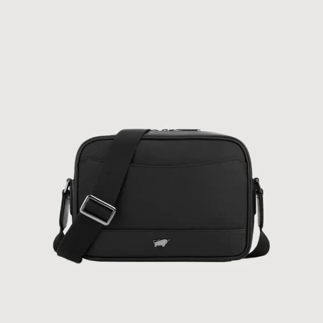 【BRAUN BUFFEL 德國小金牛】台灣總代理 湯姆 小型橫式斜背包-黑色(88父親節禮物 男包皮夾/BF542-61-BK)