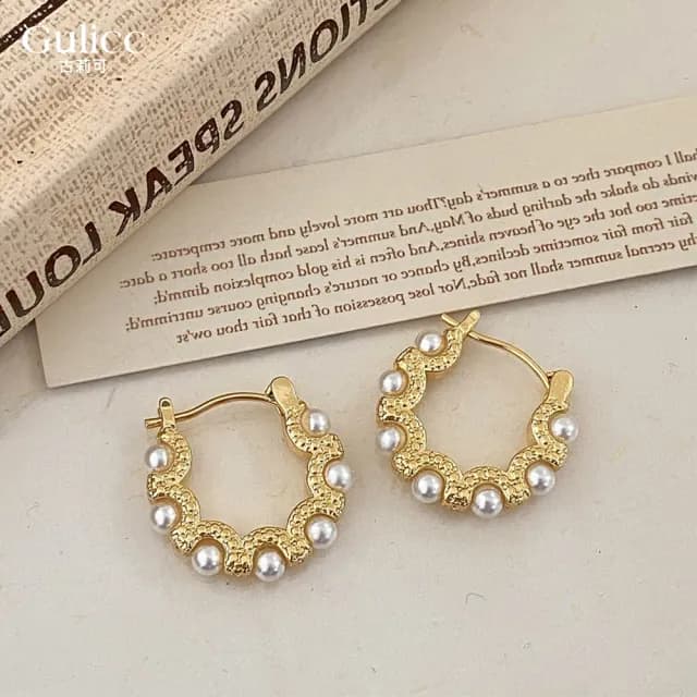 【Golicc】耳環 亮麗奢華 精鑲珍珠(七夕 情人節 生日 飾品 耳釘 耳飾 耳墜 禮物)