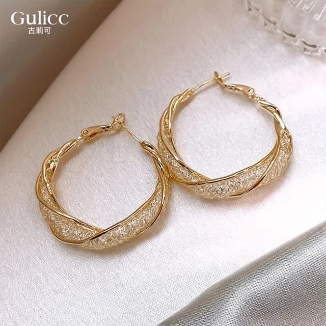 【Golicc】耳環 法式水晶耳圈(七夕 情人節 生日 飾品 耳釘 耳飾 耳墜 禮物)