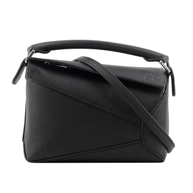 【LOEWE 羅威】Puzzle 拼圖經典小牛皮手提/斜背兩用包_mini(黑色)
