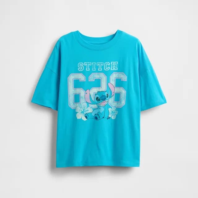 【GAP】女童裝 Gap x Disney迪士尼聯名 史迪奇印花圓領短袖T恤-藍色(780478)