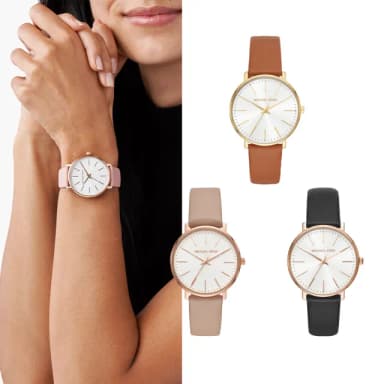 【Michael Kors】Pyper 時刻閃耀女錶 真皮/PVC錶帶 指針手錶(均一價 13款任選)
