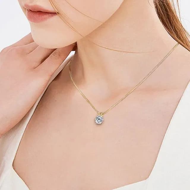 【LEEHER】女生/項鍊/鑽石項鍊/銀飾/六爪項鍊/飾品/s925純銀/鎖骨鏈/首飾/一克拉項鍊/高級感/生