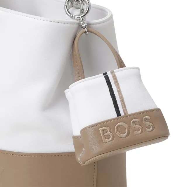 【BOSS GOLF】父親節禮物 LEATHER TOTE BAG 女士 皮革托特包 卡其色(BS24SSWB2020100F)