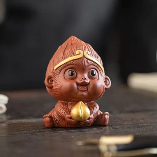 【齊天大聖】紫砂迷你悟空茶寵擺飾(悟空 齊天大聖 孫悟空 猴子 擺件 茶具 聚會 公仔 擺飾)