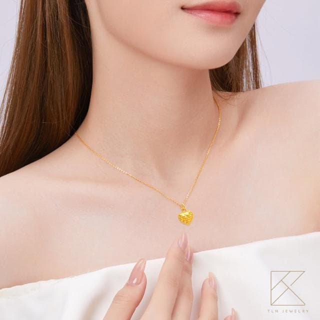 【TLH】菱格愛心 黃金項鍊禮盒 約重0.07錢±3厘(母親節禮物 交換禮物 送女友 生日禮物 情人節 尾牙)
