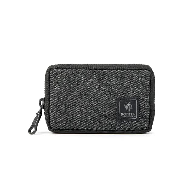 【PORTER INTERNATIONAL】牛仔拼接PATCH WORK零錢包(黑)