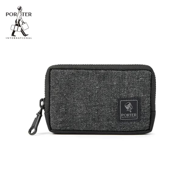【PORTER INTERNATIONAL】牛仔拼接PATCH WORK零錢包(黑)