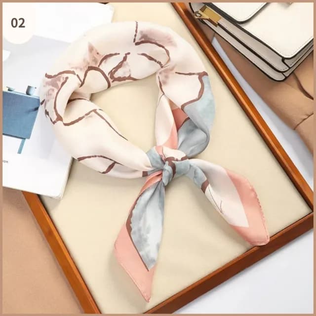 【WOONUE】多款春時尚歐美70cm貴婦高級絲緞絲綢質感小領巾方巾絲巾圍巾頭巾(母親老婆女友閨蜜情人節禮物)
