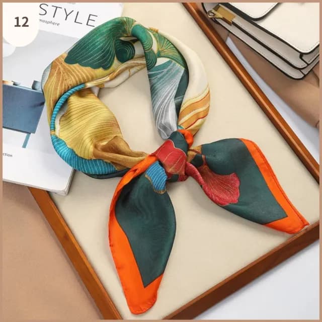 【WOONUE】多款春時尚歐美70cm貴婦高級絲緞絲綢質感小領巾方巾絲巾圍巾頭巾(母親老婆女友閨蜜情人節禮物)