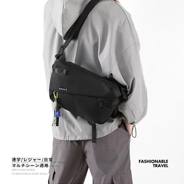 【kingkong】日系男士機能單肩胸包 騎行運動斜挎包 側背包(情人節禮物/父親節)