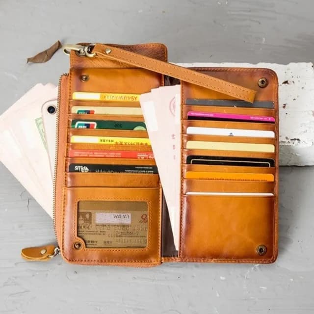 【LEESA】雙11 長款錢包\長夾\錢包\手拿包\手挽包\多功能包包\牛皮包\多卡位錢包\男錢