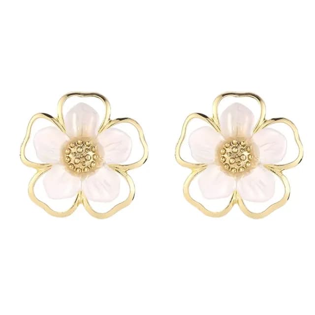 【森林系仙女】韓式貝殼花朵耳環1對(耳骨環 飾品 耳飾 耳釘 耳針 耳環 首飾 情人節 送禮物)