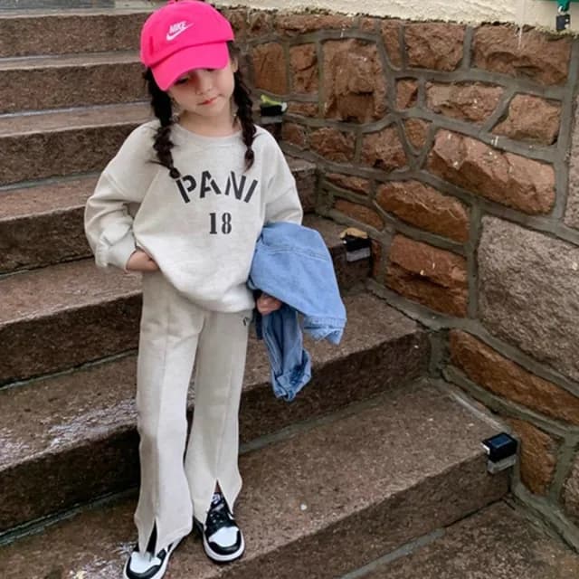 【橘魔法】花色字母棉絨長袖套裝(褲子 長褲 厚長褲 衛衣 兒童 女童 童裝)