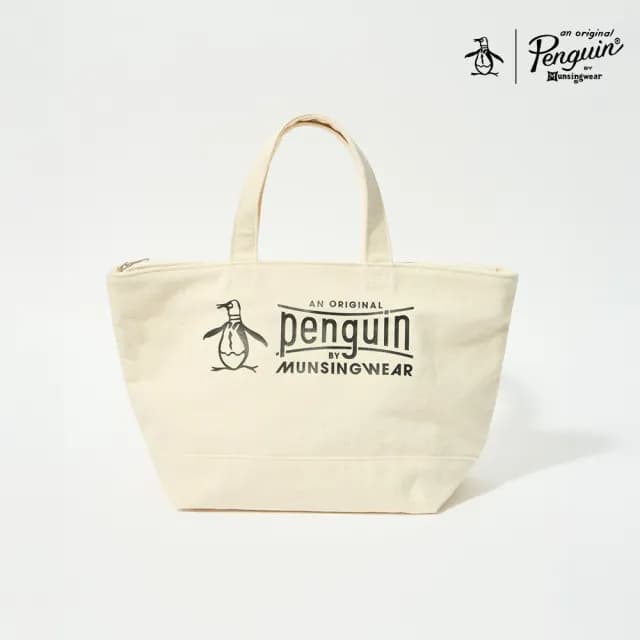 【Munsingwear】父親節禮物 企鵝牌 日常百搭微復古文青必備 白色帆布托特包 MGVP0502