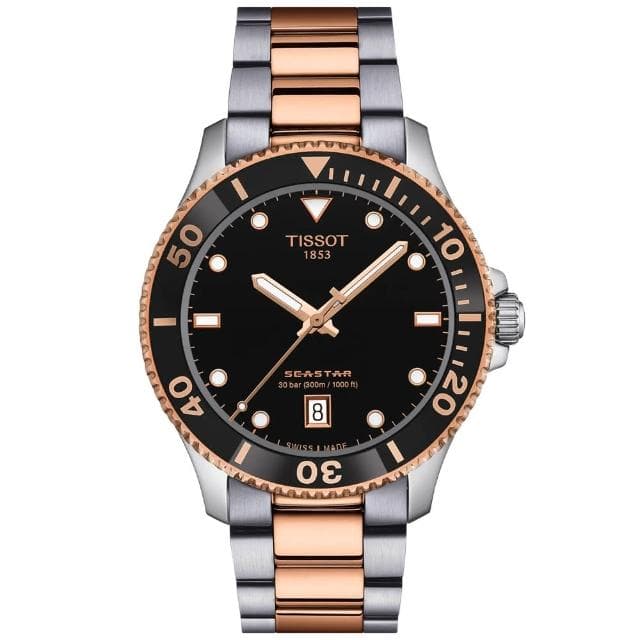 【TISSOT 天梭 官方授權】SEASTAR 1000 潛水石英對錶 母親節 禮物 推薦(T1204102205101+T1202102205101)