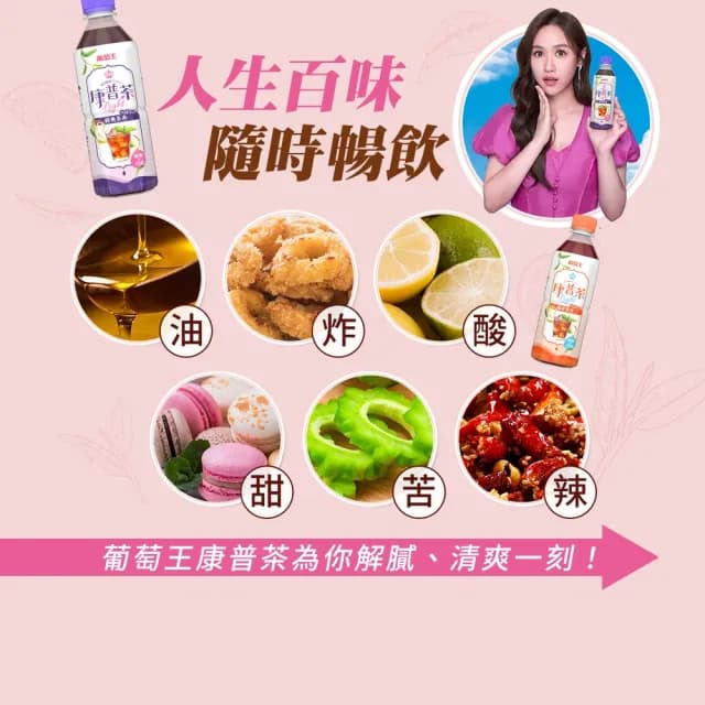 【葡萄王】康普茶450mlx24入(經典茶香/微酵果香 任選)