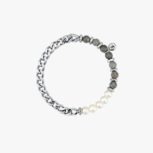 【agnes b.】Bijoux 女款白鋼珍珠手鍊