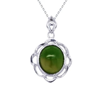 【BRILLMOND JEWELRY】12MM 山水畫天然和闐碧玉墜 925銀台(主石12MM X 10MM)