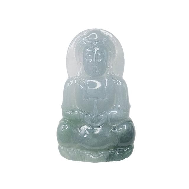 【鵝娘翡翠】天然A貨翡翠 危料 瓜料 老種細料 藍紫飄花 正裝觀音 吊墜(庇護平安健康)