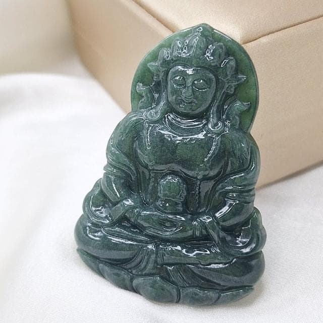 【鵝娘翡翠】天然A貨翡翠 滿濃綠 度母觀音 吊墜牌件(翡翠度母觀音)
